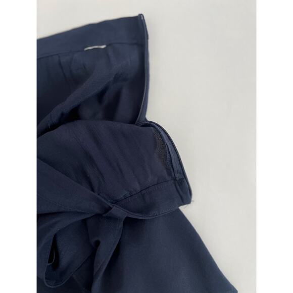 ZARA BASICS WOMENS SKORT NAVY BLUE SIZE L FLOWY BELT LOOPS WITH SASH TIE - Picture 2 of 7